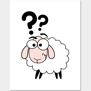 White sheep with question mark Posters and Art